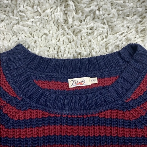 Faherty Royal Palm Striped Knit Blue Red Sweater Embroidered XS - Picture 2 of 6